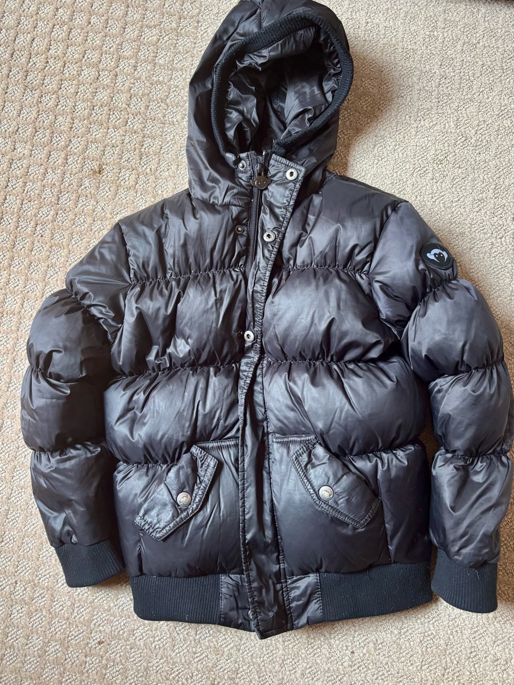Appaman Black Quilted Jacket with Red Logo Tag